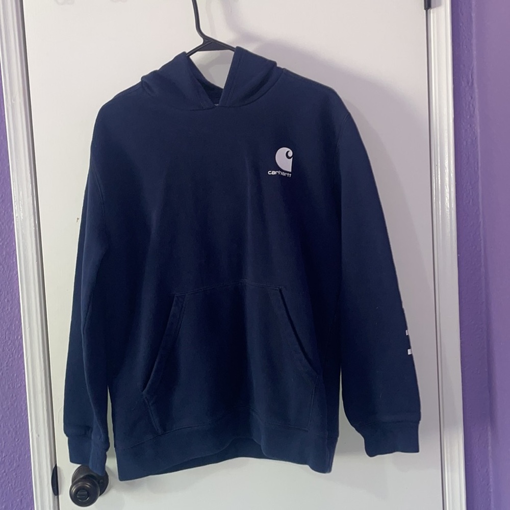 XL kids dark blue carhartt hoodie, worn only a couple times still in great shape
